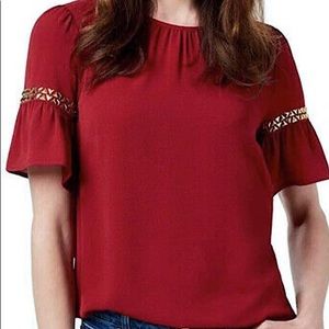 MICHAEL Michael Kors Studded Top MAROON M